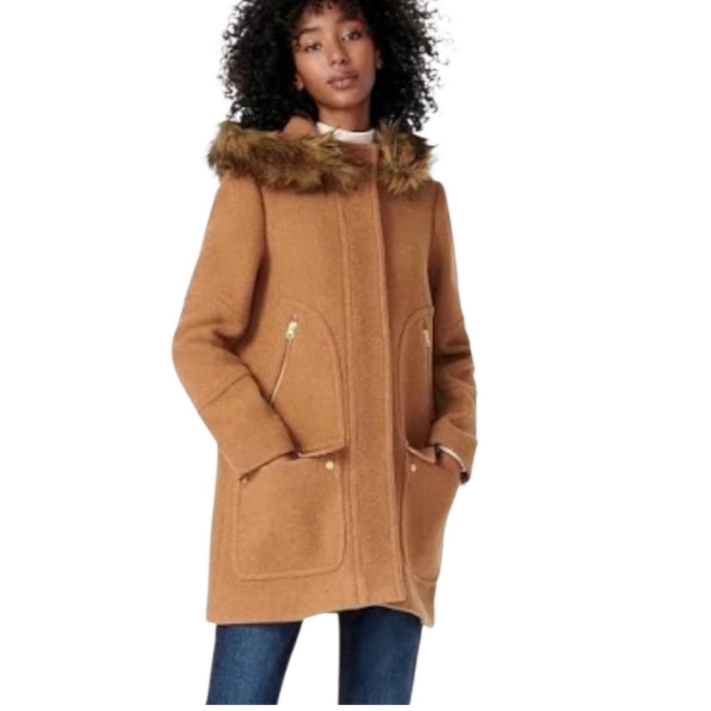 J.Crew Chateau Parka Italian Stadium Cloth Wool Heather Acorn Size 00